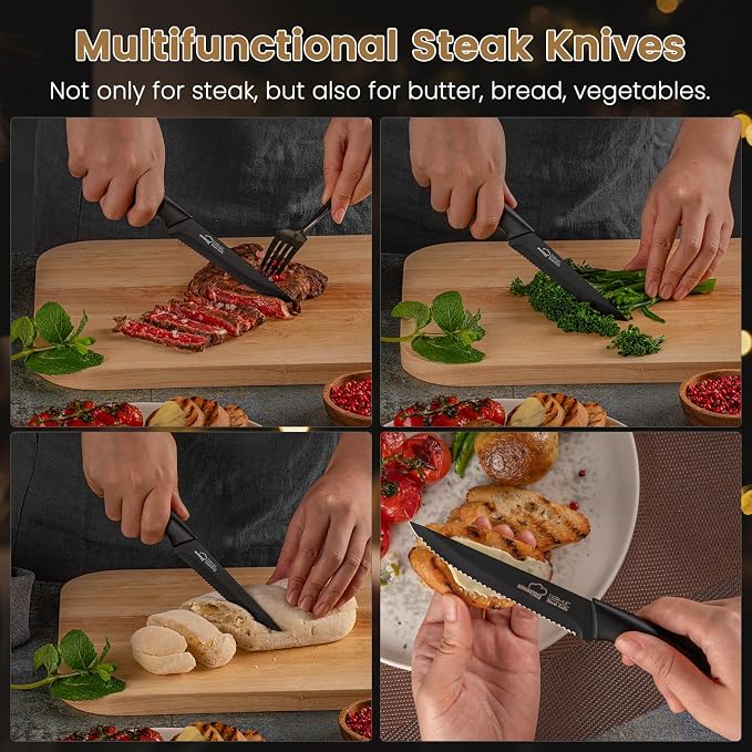 Steak Knives, Steak Knives Set of 8, Stainless Steel Steak Knife Set, Serrated - Image 5