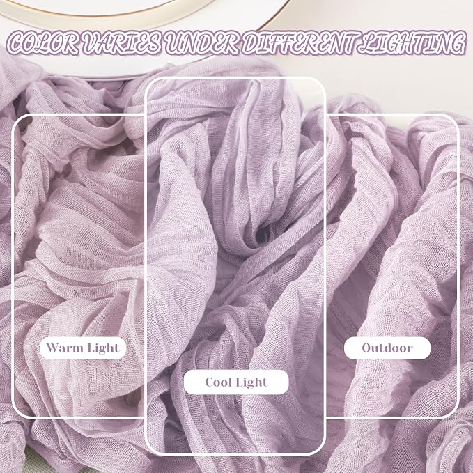 2 Pack Cheesecloth Table Runner, 120 Inch Lavender Purple Table Runner | 10 Ft - Image 7