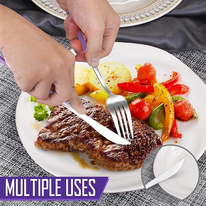 VANVRO Gradient Purple Silverware Set, 20-Piece Stainless Steel Flatware - Image 5