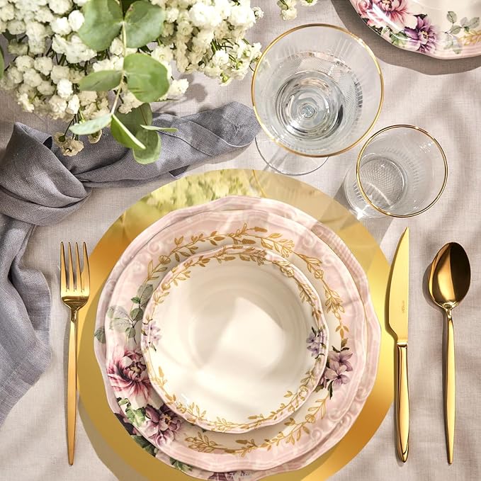 100PCS 13in Round Gold Placemats, Disposable Paper Chargers Plate | Paper - Image 6