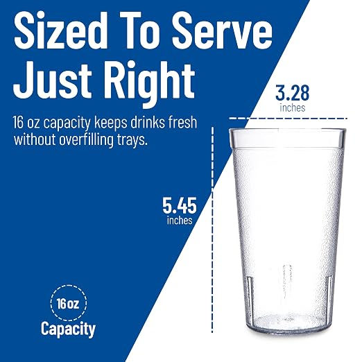Carlisle FoodService Products Reusable Plastic Cups, 16 oz, 24 Pack | Stackable - Image 4