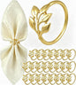 Gold Napkin Rings Set of 24, Shiny Zinc Alloy, Durable Polished Leaf Shaped by Monkkino