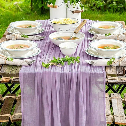 Cheesecloth Table Runner, 120 Inch 10 FT, Lilac | 1 Pack, 35x120 Inches Boho - Image 7