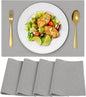 Cloth Placemats, Set of 4 Heat-Resistant Cotton Linen Blend Double Layered Machine Washable Place Mats, Wrinkle Free Thick Fabric Dining Table Mats for Indoors & Outdoors (Light Grey, 4)