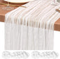 Showgeous 2 Pack White Cheesecloth Table Runners Boho Wedding Decor | Rustic by Showgeous