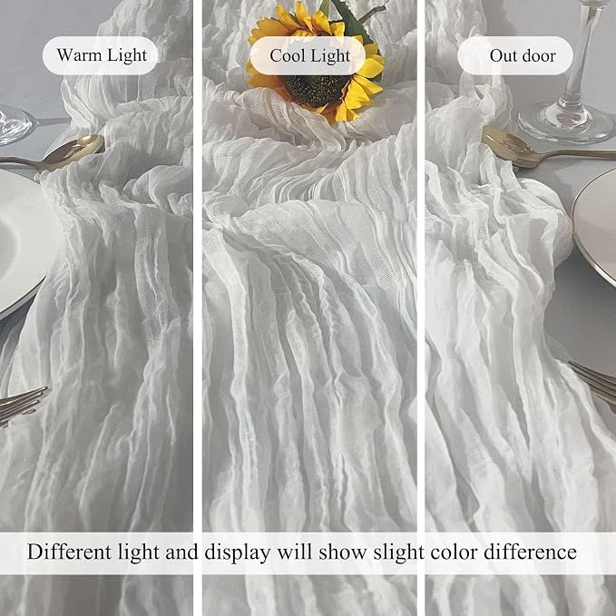 6Pack White Cheese Cloth Table Runners 17x108inch Sheer White Table Runner | - Image 6