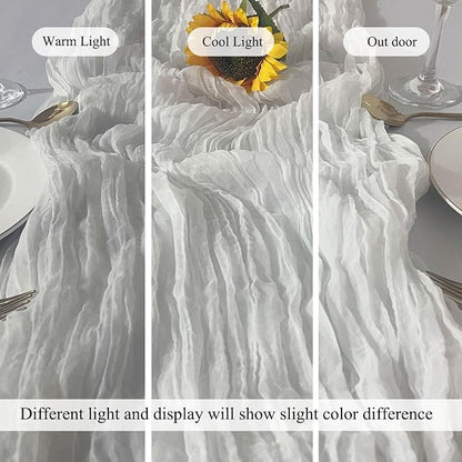 6Pack White Cheese Cloth Table Runners 17x108inch Sheer White Table Runner | - Image 6