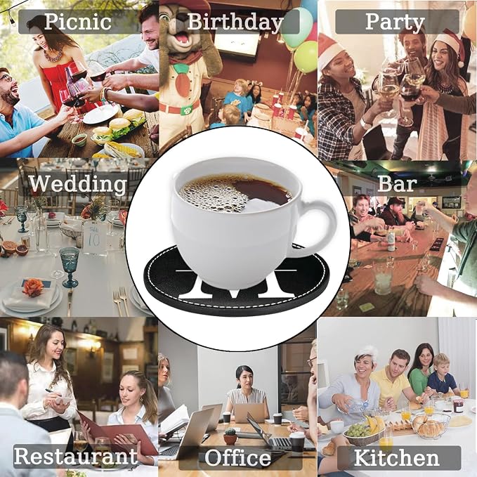 Personalized Coasters, Custom Set of 6 Leather Coaster - Image 4
