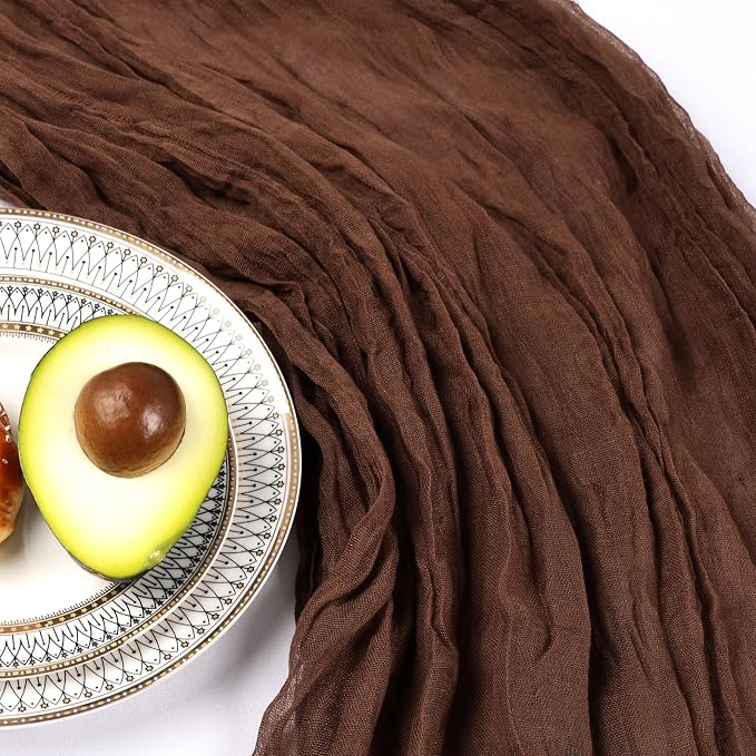6 Pack 10Ft Brown Cheesecloth Table Runner 23 x 120 Inch | Gauze Rustic Boho - Image 5