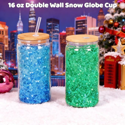 6 Pack Snow Globe Tumbler, Double Wall Plastic Reusable Cups - Image 4