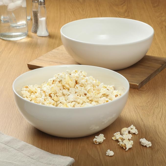 Gibson Home Extra Large Serving Bowls Set of 2-100 oz 10-Inch White Porcelain - Image 6