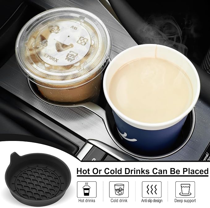 Car Cup Holder Coaster, Silicone Cup Holder Insert, Universal Non-Slip Cup - Image 3