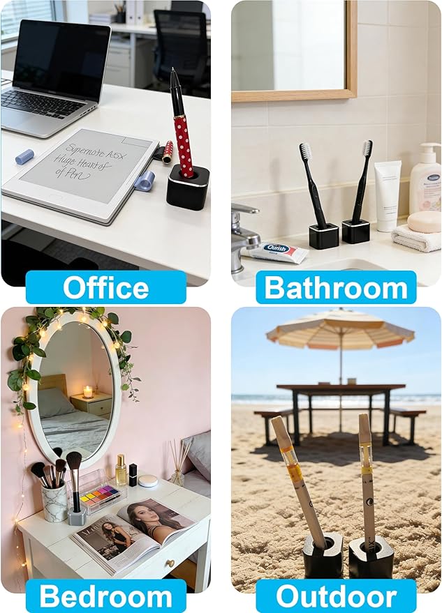 Aluminum Single Hole Pen Stand - Durable Fountain Pen Holder for Desk Display, Non - Slip Base, Minimalist Office/Home Organizer(Black,1P)