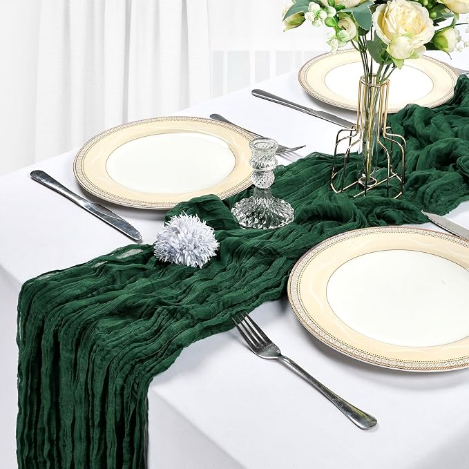 10 Pack 17 x 108 Inch Emerald Green Table Runner Cheesecloth | Gauze Cheese - Image 4