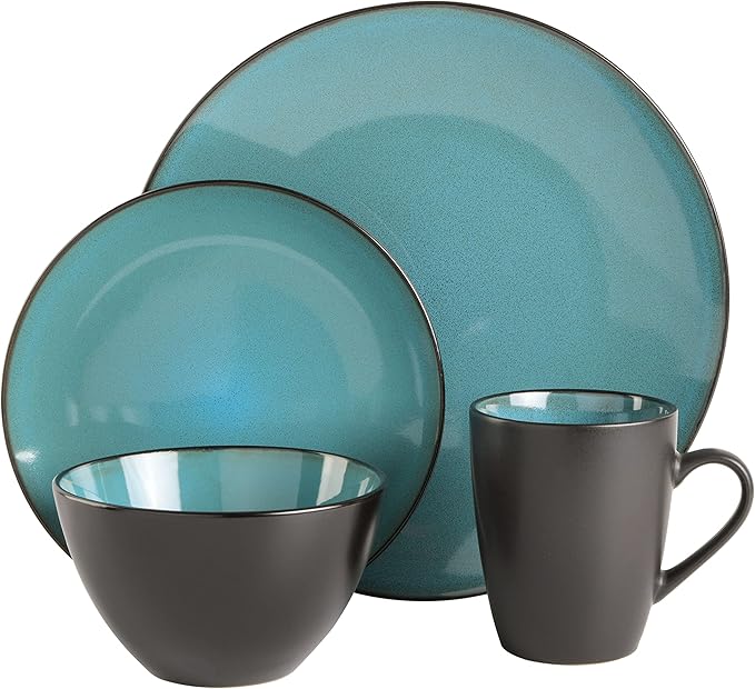 Gibson Elite Soho Lounge 16-Piece Round Reactive Glaze Stoneware Dinnerware Set - Image 2