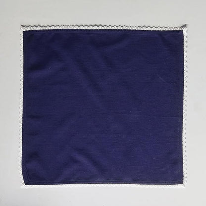 Fingercraft Dinner Cloth Napkin Cotton Linen Set of 12 Mitered Corners with Natural Elegant Lace for Everyday Use Napkins are Pre Shrunk and Good Absorbency with Lace 20x20 in Navy