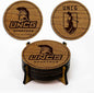 LazerEdge UNC Greensboro Spartans Wooden Coaster Set - Cherry Wood - Officially Licensed Product - 4-Pack