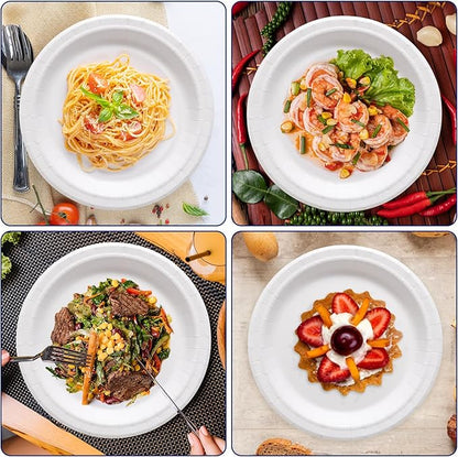 JOLLY CHEF Paper Plates 500 Count 10 inch,Soak Proof, Cut Proof, Microwave Safe Heavy Duty Paper Plates Disposable for Thanksgiving or Everyday Use