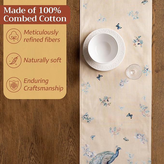 Maison d' Hermine Table Runner 100% Combed Cotton 14.5"x72" | Table Runners 72 - Image 4