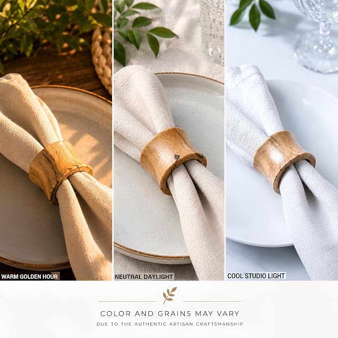 Wooden Napkin Rings, farmhouse or boho décor, Thanksgiving, handcrafted artisan - Image 7