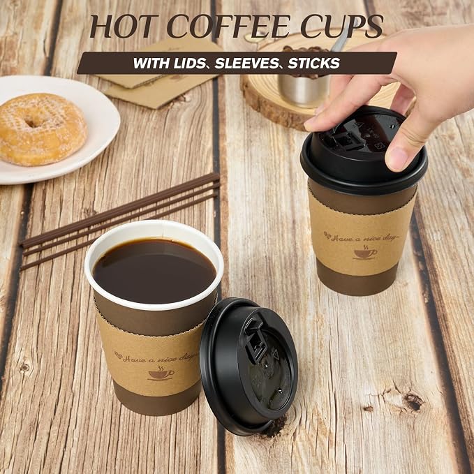 LITOPAK 100 Pack 12 oz Coffee Cups - Image 4