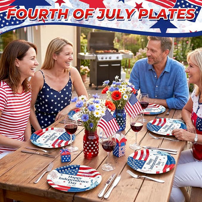 7 Inch Heavy Duty Paper Plates 40 Pack Red White and Blue Patriotic Paper - Image 5