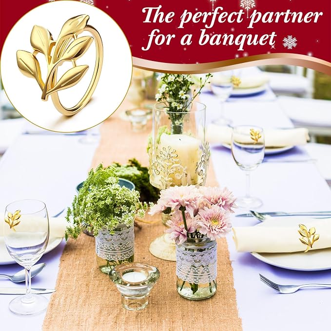 WILLBOND Leaf Napkin Rings Holders Fall Party Napkin Rings - Image 8