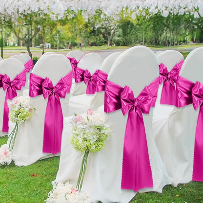 VACVELT Hot Pink Satin Table Runners, 12x72 Inch, 2 Pack, Scalloped Edge | - Image 4