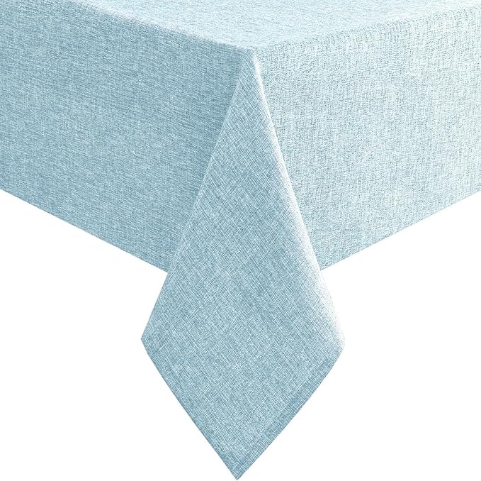 Hiasan Faux Linen Rectangle Tablecloth - Wrinkle and Stain Resistant Washable Table Cloth for Kitchen Dining Room Holiday Table Cover for Dinner, Lux Slate Blue, 54 x 80 Inch