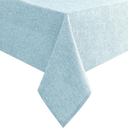 Hiasan Faux Linen Rectangle Tablecloth - Wrinkle and Stain Resistant Washable Table Cloth for Kitchen Dining Room Holiday Table Cover for Dinner, Lux Slate Blue, 60 x 120 Inch
