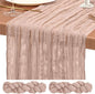 Showgeous 2 Pack Dusty Pink Cheesecloth Table Runners Boho Wedding Decor | by Showgeous