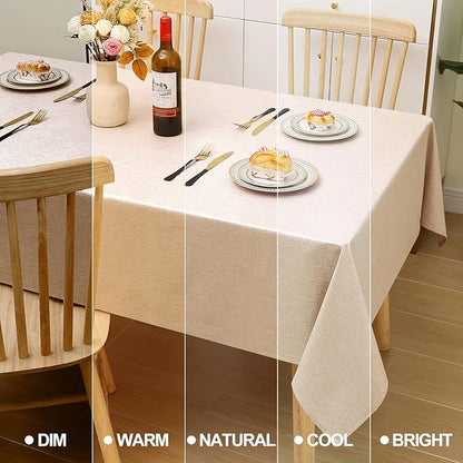 Smiry Rectangle Faux Champagne Table Cloth, Waterproof Burlap Fabric Tablecloth, Washable Decorative Farmhouse Table Covers for Kitchen, Dining, Parties, 60x102, Champagne