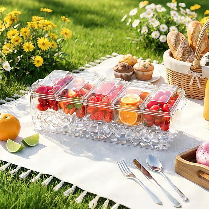 ARSTPEOE Condiment Tray, Chilled Condiment Server, Bar Accessories on Ice | - Image 3