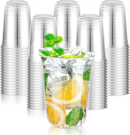 KesaPlan 50 Pcs 16oz Plastic Clear Cups, Disposable Wine Cocktail Glasses | by KesaPlan