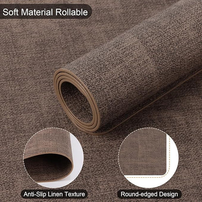 Faux Leather Placemats Set of 6, Heat Resistant Wipeable Washable Vinyl Place Mats, Waterproof Anti-Slip Dining Table Mats, Suitable for Indoor & Outdoor Use (Coffee)