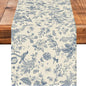 Blue Flower Burlap Table Runner Seasonal Spring Fall Kitchen Dining Linen Table by Worltoldb