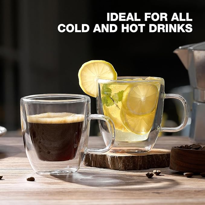 Mfacoy Glass Double Wall Insulated Espresso Cups, 5.4 oz Shots Cup - Image 6