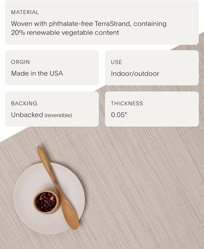 Chilewich Bamboo Placemats Set of 4 - Woven Rectangle Placemats - Reusable, Stain-Resistant, Indoor/Outdoor Tabletop Protection - 19" x 14" - Chino