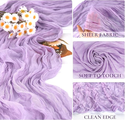 6 Pack Light Purple Cheesecloth Table Runners 35x120 Inch, 10Ft Rustic Lilac - Image 3