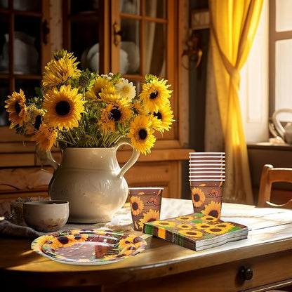 250 Pcs Sunflower Party Decorations Include Spring Summer Floral Paper Plates - Image 4