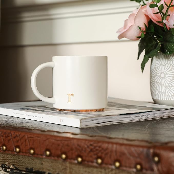 COLLECTIVE HOME Ceramic Coffee Mug, 15 oz Monogram Cup - Image 3