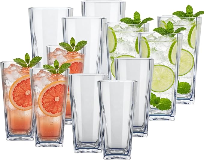 Top-spring 12+20 Oz Reusable Plastic Water Tumbler 12pcs Clear BPA Free | - Image 3