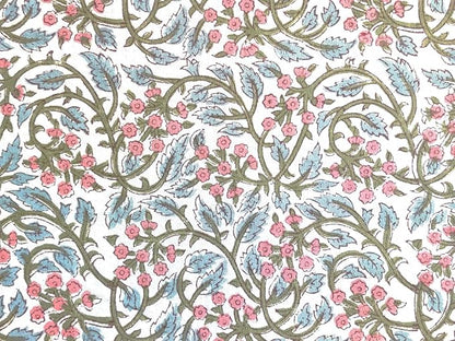 ATOSII Kalina 100% Cotton Fall Rectangle Tablecloth, Handblock Print Floral Table Cloth for Kitchen Dining Linen I Weddings Outdoors Easter Spring Summer I 72 X 120 Inches I 10 Seater