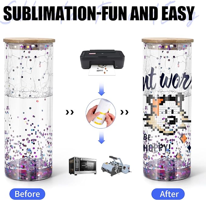 AGH 25OZ Snow Globe Glass Tumbler, 4 Pack Sublimation Glass - Image 3