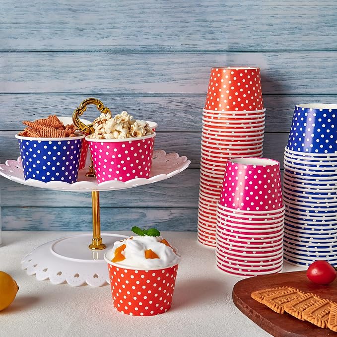 150 Pack 8 oz Ice Cream Cups, Disposable Paper Dessert Cups | three color - Image 6