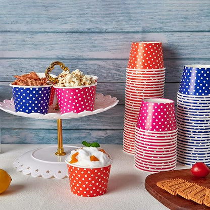 150 Pack 8 oz Ice Cream Cups, Disposable Paper Dessert Cups | three color - Image 6