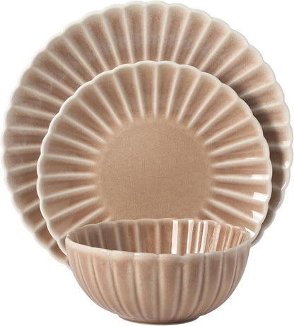 Gibson Elite Peach Orchard 12-Piece New Bone China Dinnerware Set Service - Image 9