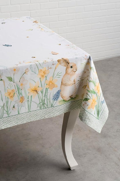Maison d' Hermine Table Cloth Rectangle Table 100% Cotton 60 x 108 Inches Tablecloth Reusable Decorative for Dining Room Farmhouse Home Valentines Day Decorations Spring Summer - Easter Dew