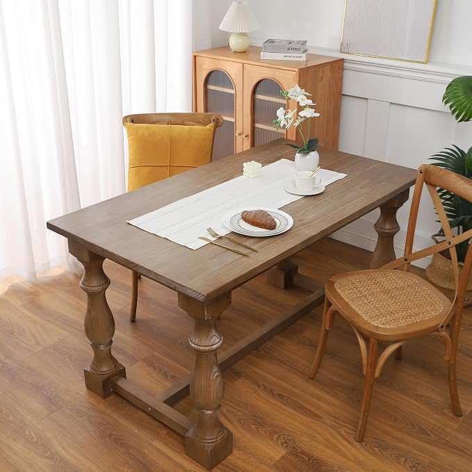 Gernaice 2PCS Boho Table Runner, Rustic Cotton Linen Farmhouse Table Runners - Image 2