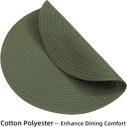 SHACOS Round Placemats Set of 4 Washable 15 inch Round Table Mats Cotton - Image 4